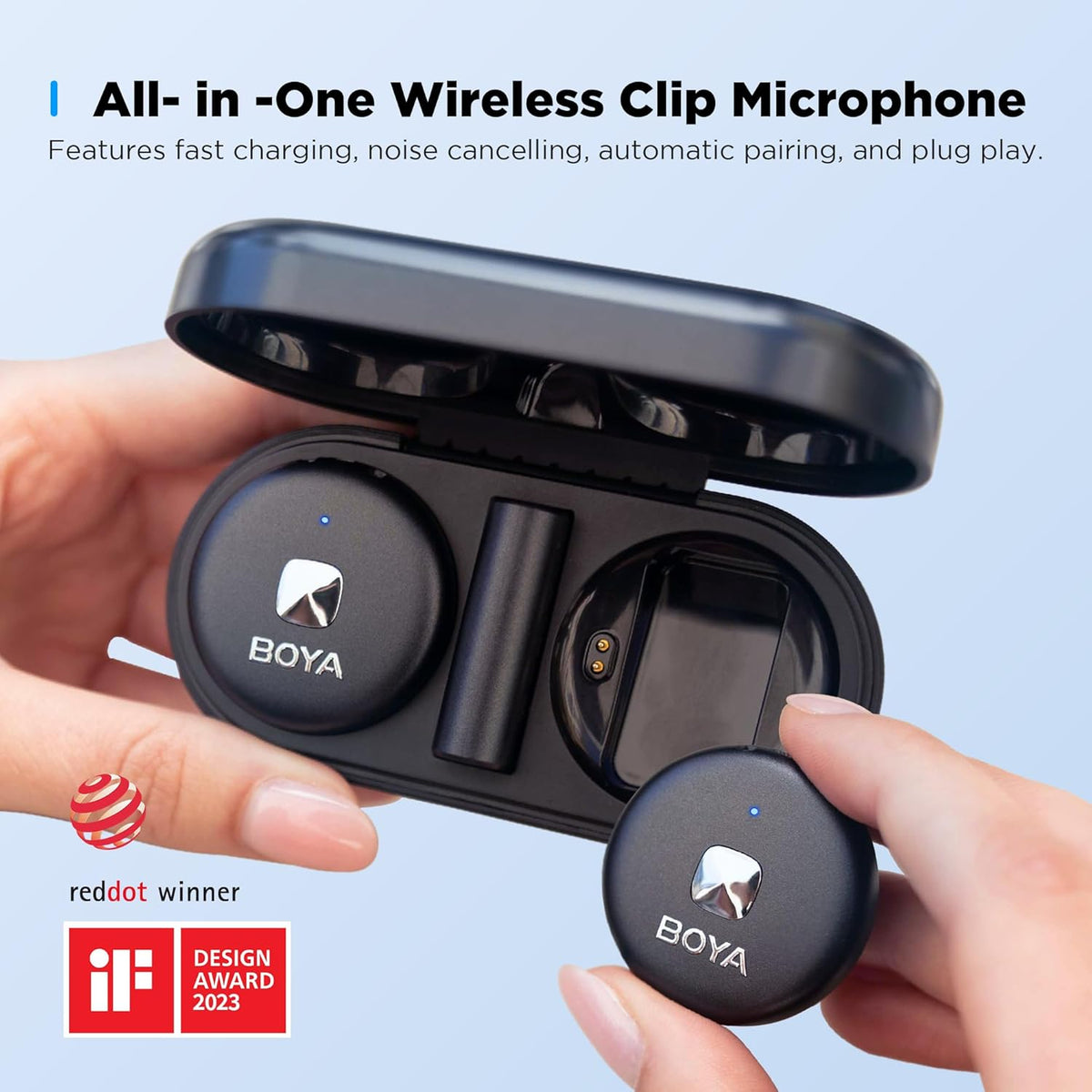 BOYA Omic-D Wireless Lavalier Microphone for iPhone MFi Certified, Noise Cancelling Lapel Mic Wireless with Magnetic Clip iPhone Microphone for Video Recording YouTube Vlog