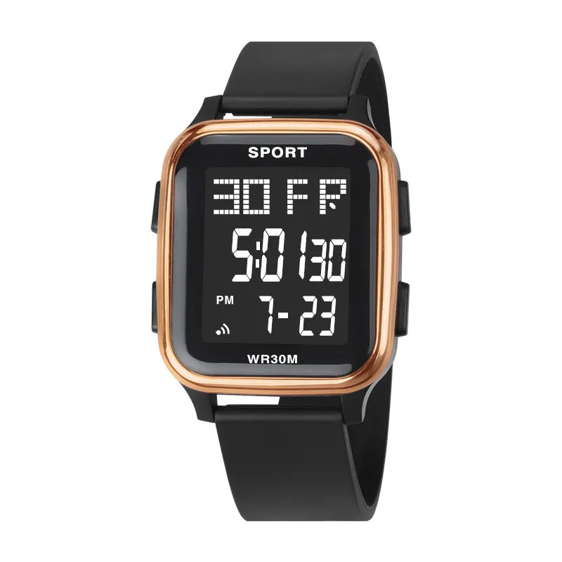 LASIKA Outdoor Sports Multi-Function Electric Watch Student Men's Silicone Strap Digital Wristwatch