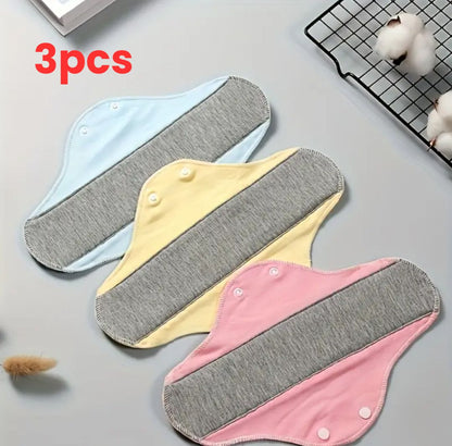 3Pcs Reusable Menstrual Pads – Washable Leakproof Fabric Liners for Periods & Light Incontinence