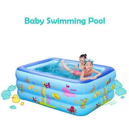 3 Layer Extra Large Rectangular Inflatable Family Swimming Pool Indoor Outdoor with Manual Pump