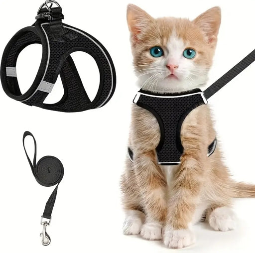 Escape-Proof Cat Harness & Leash Set: Reflective Soft Mesh Vest for Safe Outdoor Walks with Your Cat