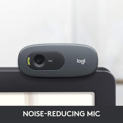 Logitech C270 HD Webcam, 720p, Widescreen HD Video Calling,Light Correction, Noise-Reducing Mic, For Skype, FaceTime, Hangouts, WebEx, PC/Mac/Laptop/Macbook