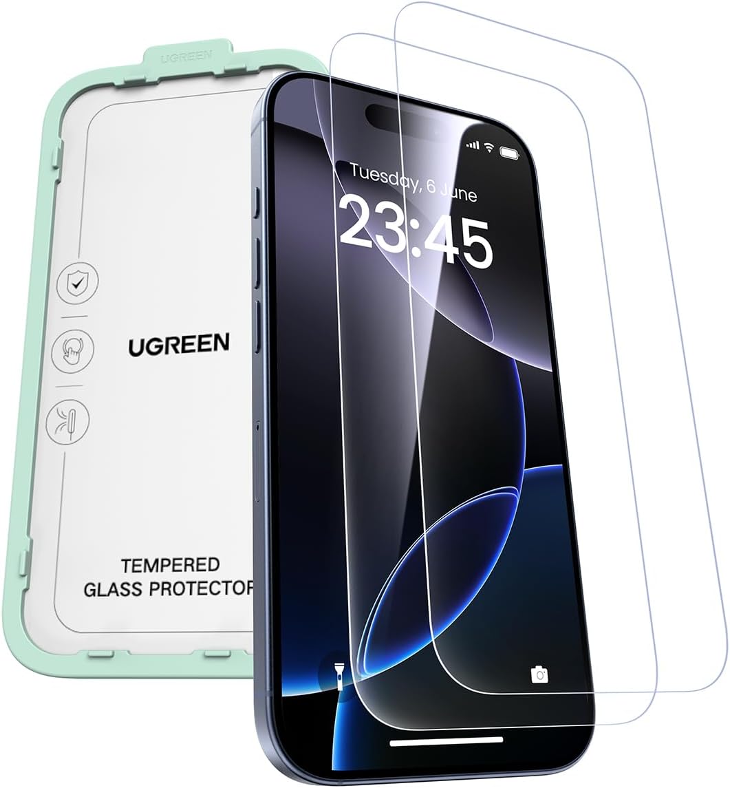 UGREEN 2 Pack for iPhone 17 Pro Max Screen Protector 6.9'' 9H Military Grade Ultimate Drop Protection Ultra Clear Tempered Gl