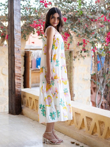 Floral Print a-Line Midi Dress