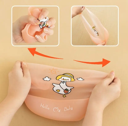 Durable Silicone Bib for Babies – Cute Unisex Designs, Lightweight with Secure Snaps, Easy-Clean