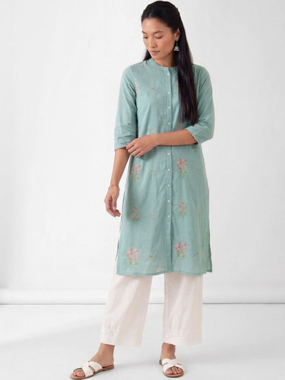 Women Floral Embroidered Thread Work Floral Kurta