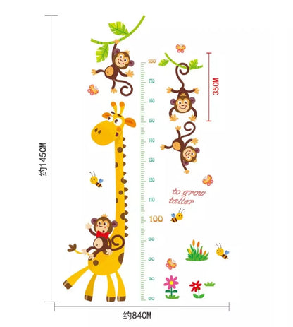Buy More One Giraffe with Monkeys Height Measuring growing kids measurement chart cartoon animals tree bridge baby children bedroom room wall decoration wall stickers removable kids nursery decal sticker