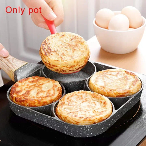 Kitchen Omelet Pan,4 Hole Pan,Long Handle