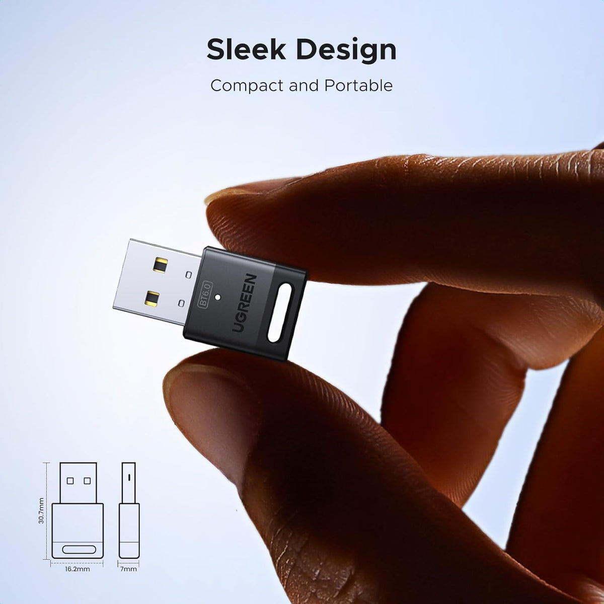 UGREEN 75073 USB Bluetooth Adapter for PC, Bluetooth 6.0 Dongle Receiver EDR & BLE, Plug & Play for Windows 11/10/8.1, for Headphone/Keyboard/Mouse/Speakers/Printer