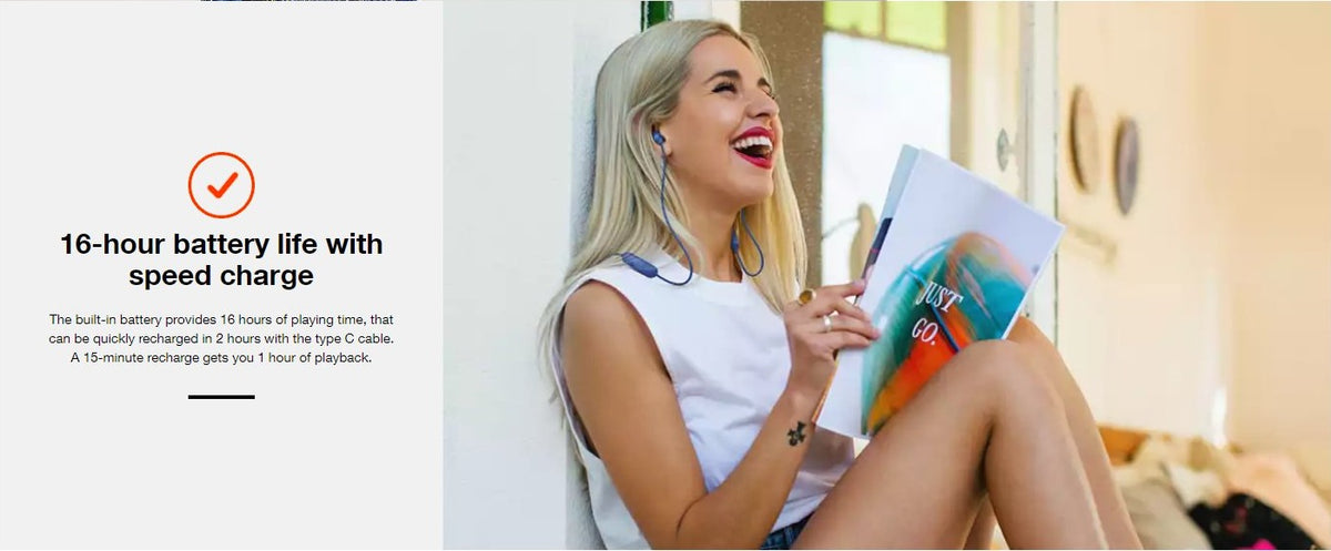Tune 125BT by Harman in-Ear Bluetooth Headphone with Built-in Mic, 16 Hours Playtime, Bluetooth 5.0, Dual Connect and Quick Charging