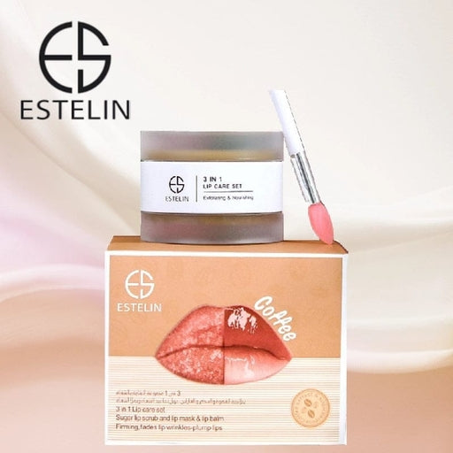 ESTELIN Coffee Sugar Lip Scrub Moisturizing Mask and Lip Balm 3 in 1 Lip Care Set