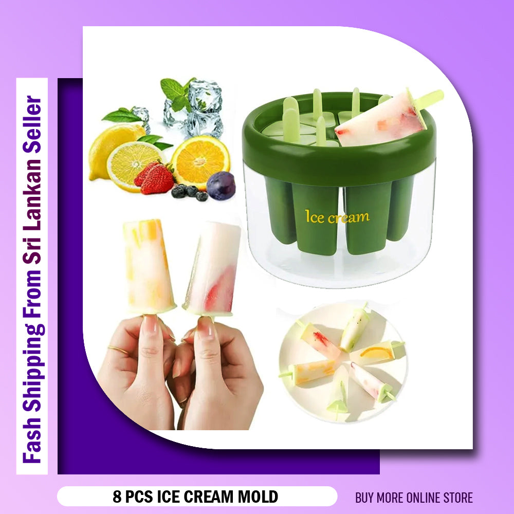 8 Pieces Ice Cream Molds Reusable Popsicle Mold Set Homemade Household Food Grade Plastic Ice Cream Mold Popsicle Ice Lolly Mold Kitchen Ice Pop Molds