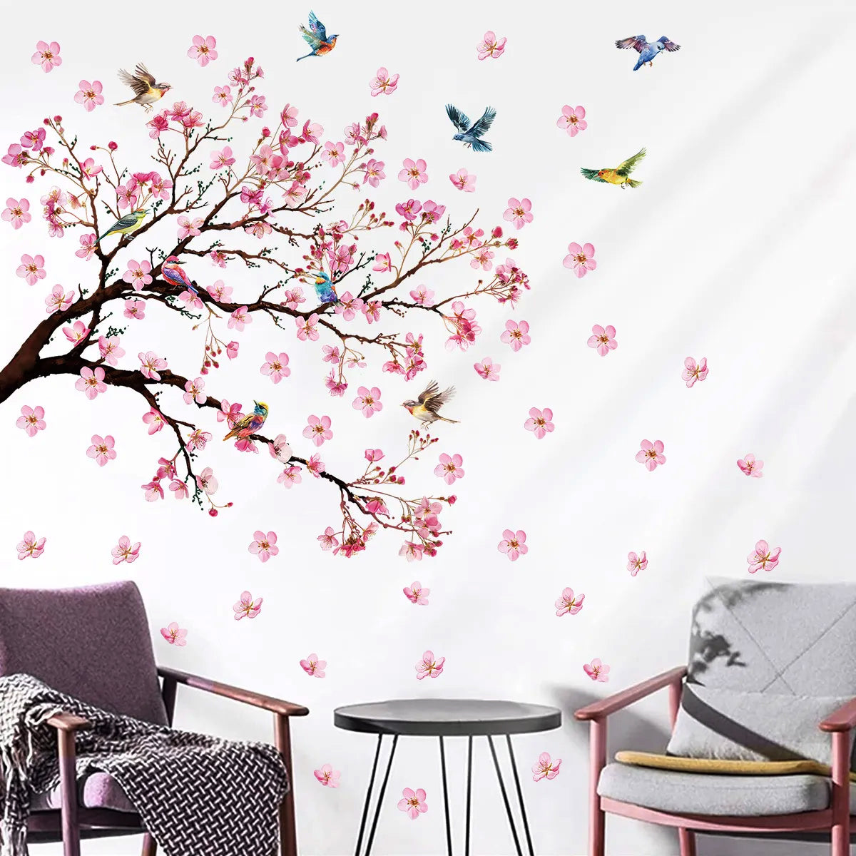 Pink Leafs Rose Black Forest Flower Border Wall Decoration Sticker TV Frame Sticker Kitchen Living Room Decoration Star Room Deco wall stickers Stars Tree Wedding nursery decorative