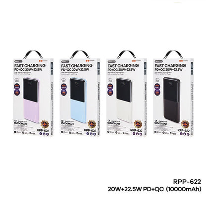 REMAX RPP-622 10000mAh QC 22.5W PD 20W Portable Fast Charging Powerbank Type C LED Digital Display Power bank