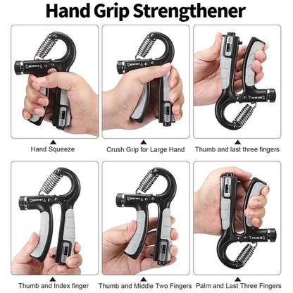 Hand Gripper, R-Shape Adjustable Countable Hand Grip Strength Exercise Strengthener Gripper