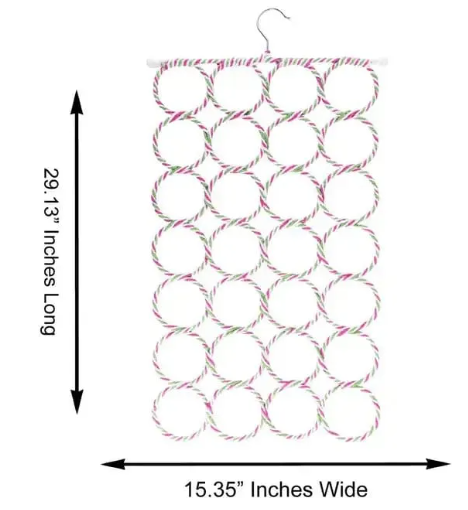 28-Ring Multi-Purpose Scarf Organizer Hanger: Space-Saving Closet Holder for Scarves & Ties
