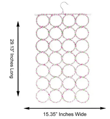 28-Ring Multi-Purpose Scarf Organizer Hanger: Space-Saving Closet Holder for Scarves & Ties