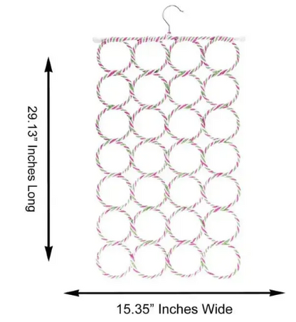28-Ring Multi-Purpose Scarf Organizer Hanger: Space-Saving Closet Holder for Scarves & Ties