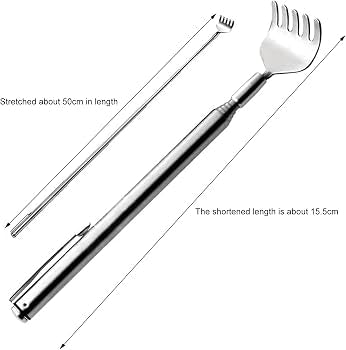 Silver Back Scratcher for Men Women, Extendable Stainless Steel