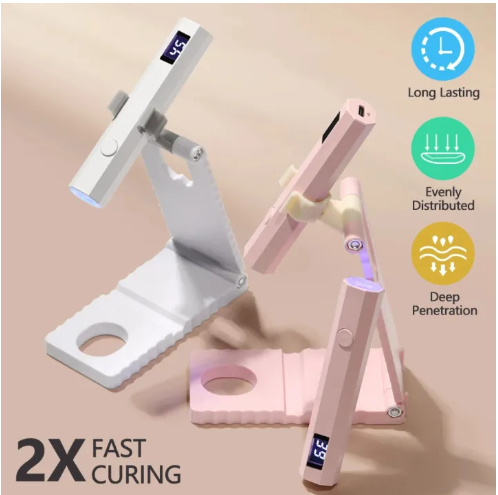 Cordless Handheld UV Nail Lamp with Stand | Rechargeable USB Gel Nail Dryer with LCD Display