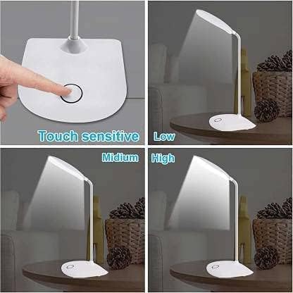 Rechargeable LED Desk Lamp Flexible Reading Night Light USB Study Light Three Gears Dimmable 360 Degree Adjustable Home Night Light Reading Eye Lamp Touch Dimmable Study Lamp Study table lamp Educational gadgets