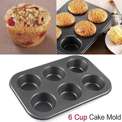 6-Cavity Cupcake Baking Tray Nonstick Cake Baking Mold Tray