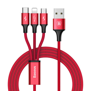 Baseus Rapid Series 3 In 1 Cable Type-C Micro iPhone All in 1 Fabriq Cable - Original