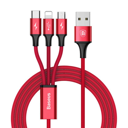 Baseus Rapid Series 3 In 1 Cable Type-C Micro iPhone All in 1 Fabriq Cable - Original