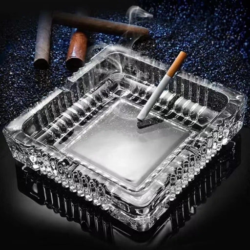 Crystal Ashtray, Transparent Classic Design, Home Ashtray & Outdoor -Large /Small (1Pc /2Pcs)