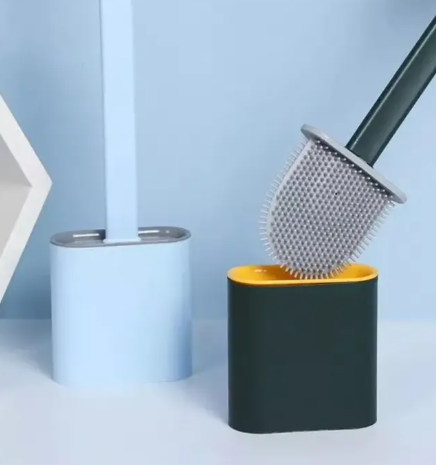 Silicone Golf Toilet Brush with Holder Set | Soft Bristle Flexible Cleaning Tool