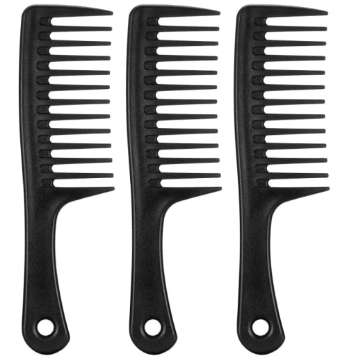 Black Wide Tooth Comb with Round Handle to Detangle Wide Teeth Comb for Curly Hair Long Hair