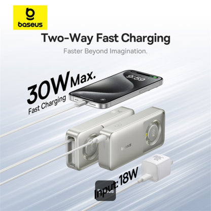 Baseus Free2Pull 10000mAh Power Bank with Built-in Retractable Type-C Cable for Laptop - 30W Fast Charging, Digital Display