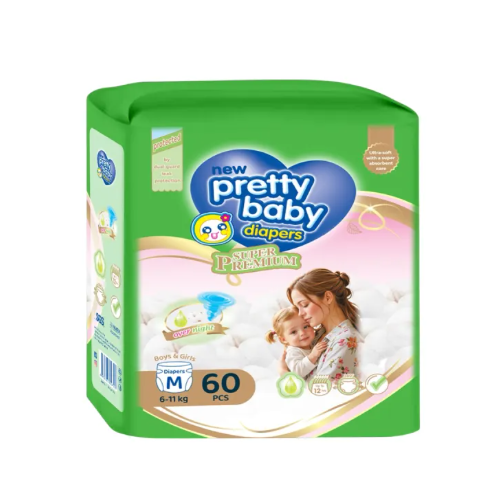 Pretty Baby S - CUT Diapers | the Perfect Fit Diapers | Medium 60 Pcs