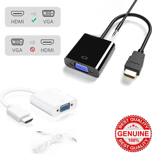 1080P HDMI to VGA Converter for Xbox Ps3 Ps4 PC TV LEDs Etc with Sound Port with Audio 3.5 Aux