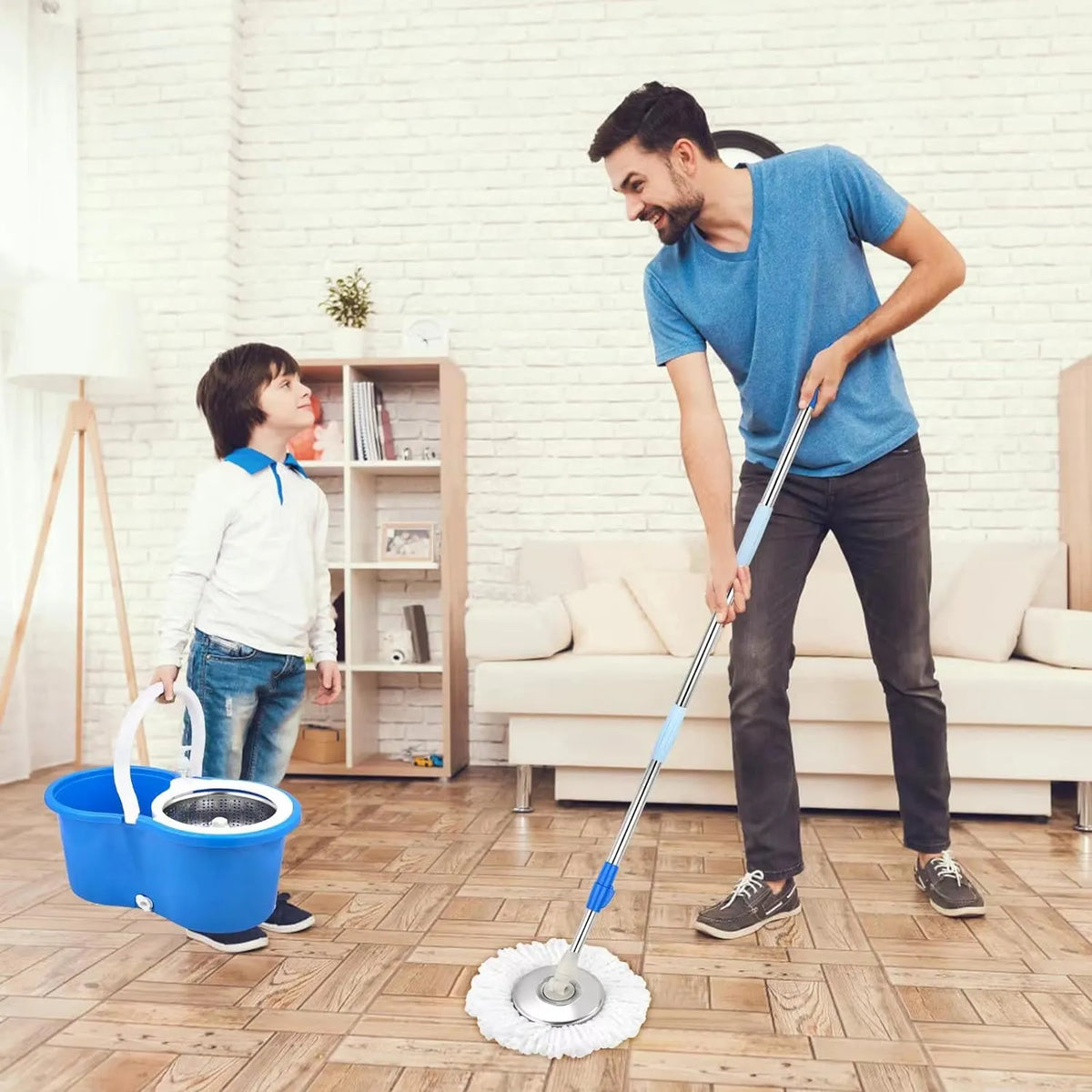 New Magic Mop | 360 Rolling Magic Floor Spin Mop | Bucket Stainless Steel SMT