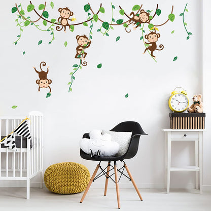 Monkey Play Home Decoration star baby children cartoon bedroom room decor wall stickers removable kids nursery decal sticker Wall Decoration Stickers wall deco Mickey Balloon
