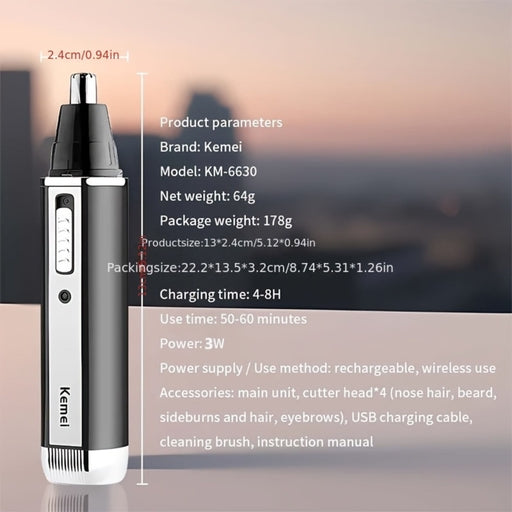 Kemei 4-in-1 Professional Grooming Kit, USB Rechargeable Nose & Ear Hair Trimmer, Beard and Eyebrow