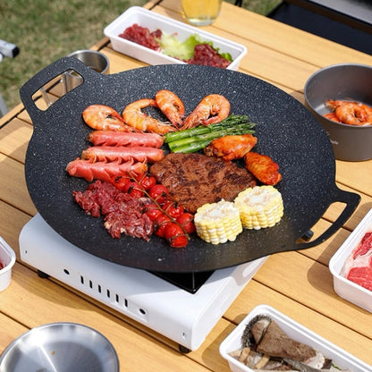 Korean BBQ Grill, Good Insulation Heat Resistant Solid Grilling Pan Nonstick for Outdoor Indoor