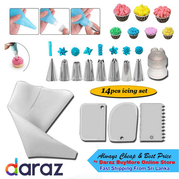 14 Pieces Cake Decorating Kit Supplies Set Tools Piping Tips Pastry Icing Bags Nozzles Piping Bag Cake decoration tools kitchen accessories baking tools.