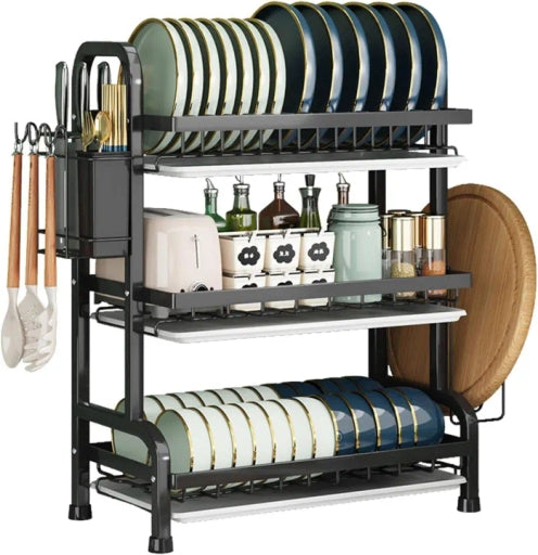 Waterproof Rustproof Kitchenware Drying Rack, with Drip Tray, for Kitchen Countertop, Saving Space,3