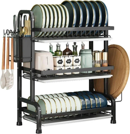 Waterproof Rustproof Kitchenware Drying Rack, with Drip Tray, for Kitchen Countertop, Saving Space,3