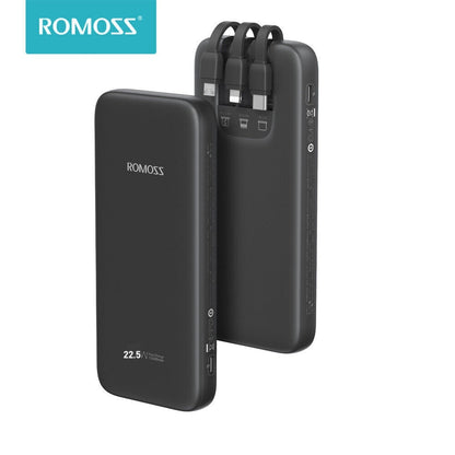 ROMOSS Handy 10 (10000mAh)  22.5W Fast Charging Power Bank Built in 3 Cables Micro,Type c and Lighting