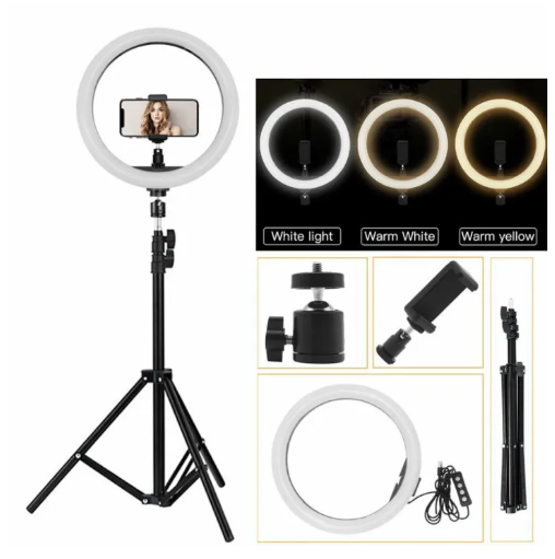 10" Ring Light with Desk Stand & 3 Phone Holders | for TikTok & Photography