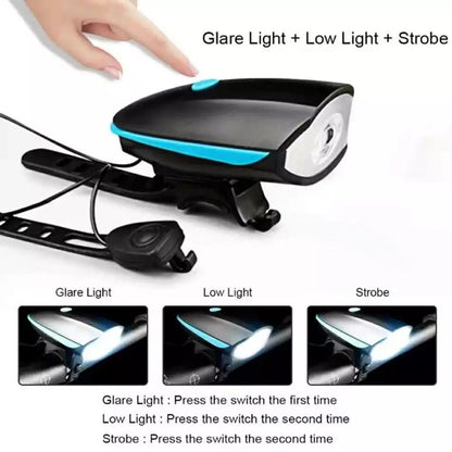 Bicycle LED Headlight with Horn Speaker – Front Light & Bike Bell, USB Rechargeable Bike Accessory