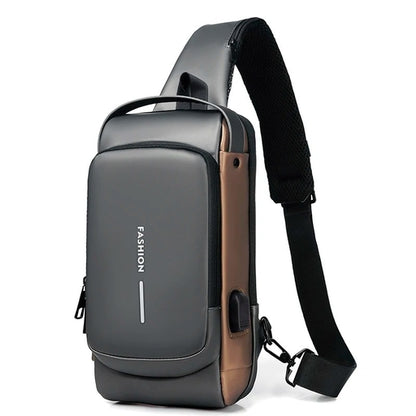 Shoulder Bag for Men Waterproof USB Man Crossbody Bag Anti-Theft Short Travel Messenger Sling