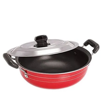 Non Stick 24 Cm Deep Kadai Pans with Glass Lid