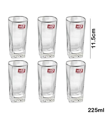 6Pcs Water Glasses Square Base Drinking Glass Set (Red Cherry)
