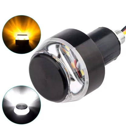 12V Motorcycle Handlebar End LED Signal Light Handle Bar Grip Side Direction Light Modified Lamp