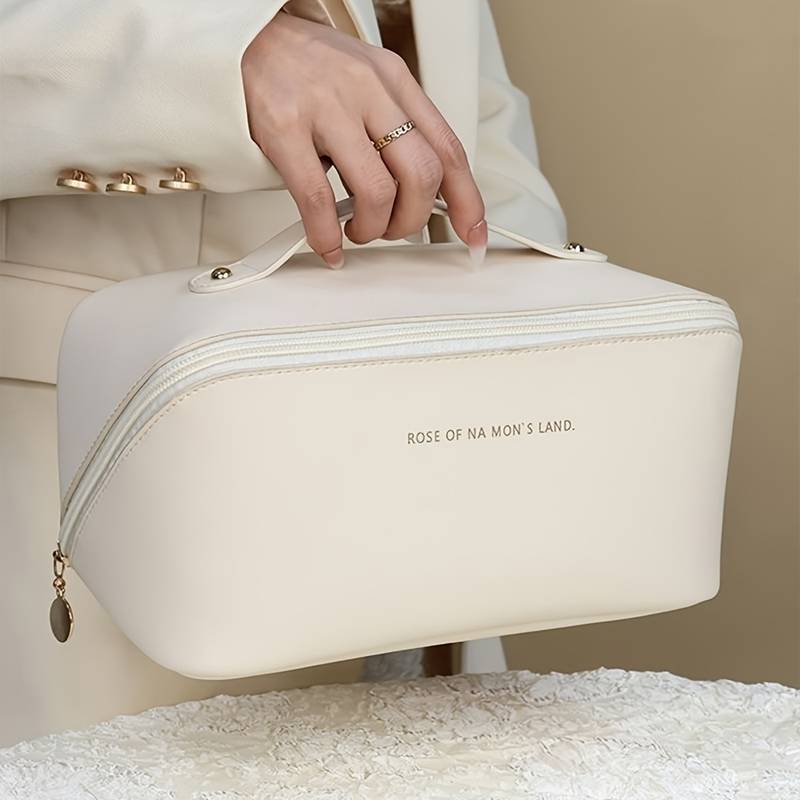 PU Leather Pillow Shape Cosmetic & Toiletry Travel Bag – Large Capacity Makeup Storage Pouch