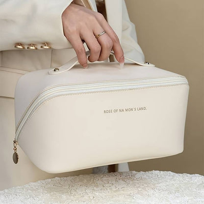 PU Leather Pillow Shape Cosmetic & Toiletry Travel Bag – Large Capacity Makeup Storage Pouch